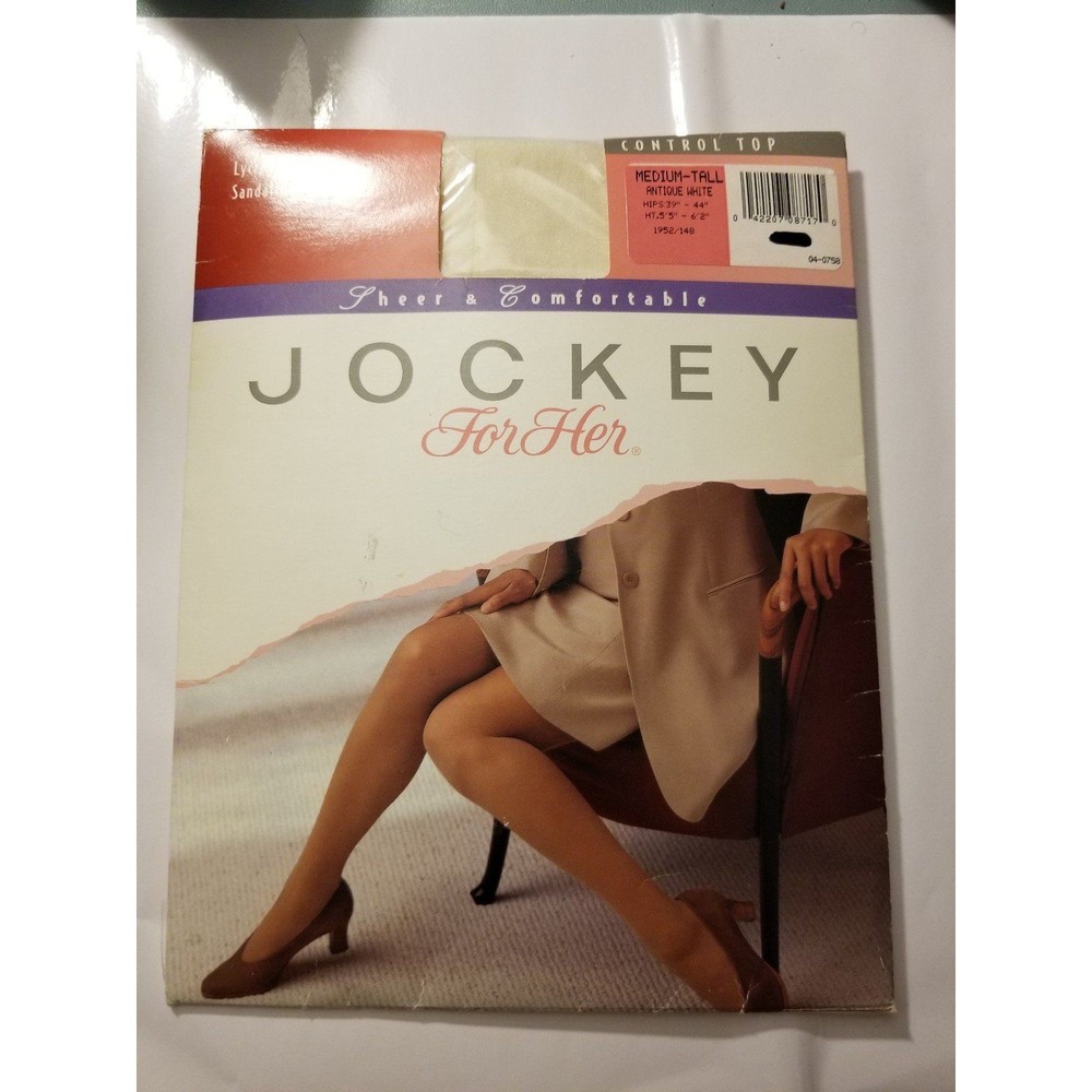 1994 Jockey for Her Lycra Spandex Control Pantyhose Antique White Med Tall NEW